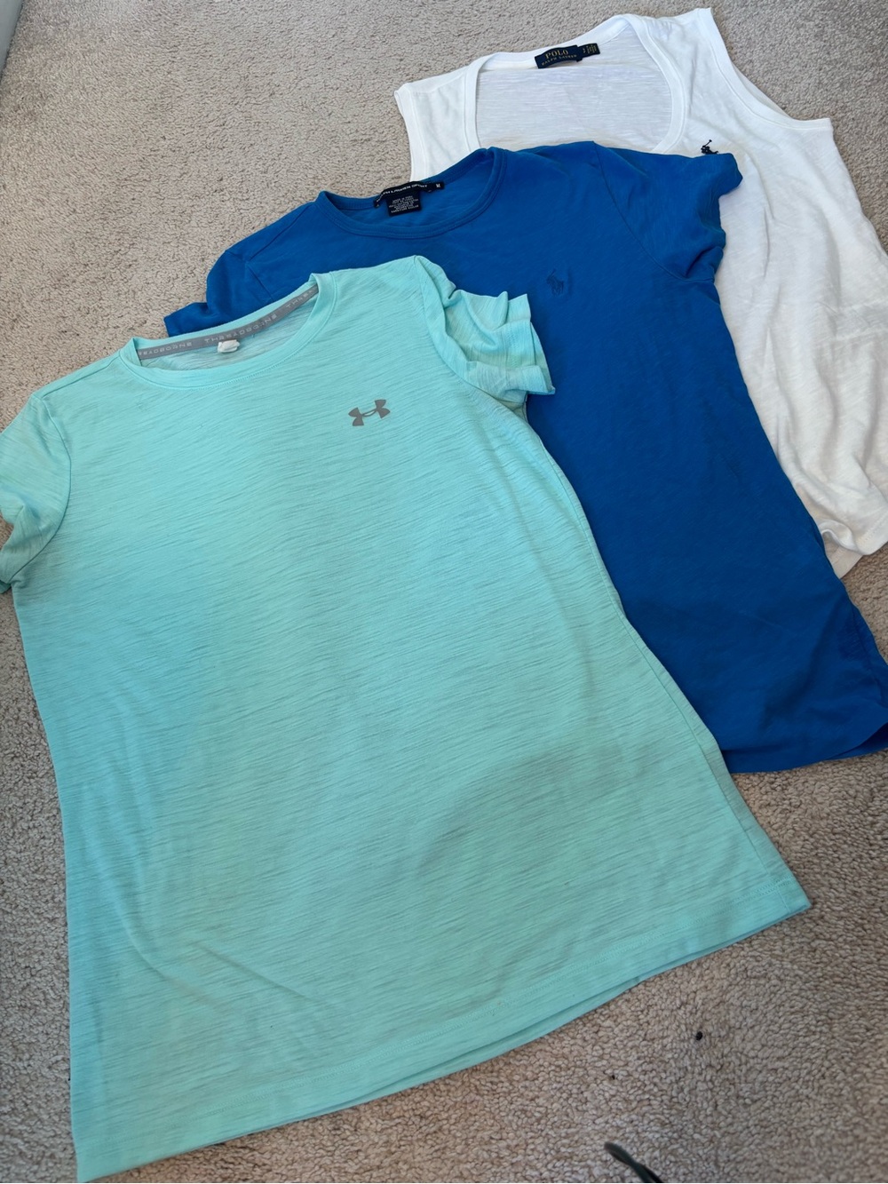 Under Armour Girls' Mint Performance Tee with Blue & White Tops - Multi Pack